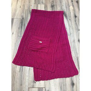 Handmade Birchberry Lane Burgundy Raspberry Chunky Knit Pocket Shawl Sweater Coz